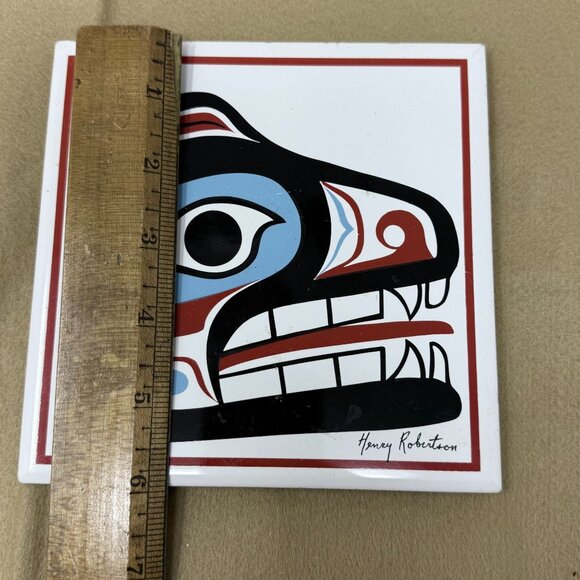 Northwest Pacific Coast Art Ceramic Tile Henry Robertson Bear 6" Cork Haisla - Picture 8 of 8